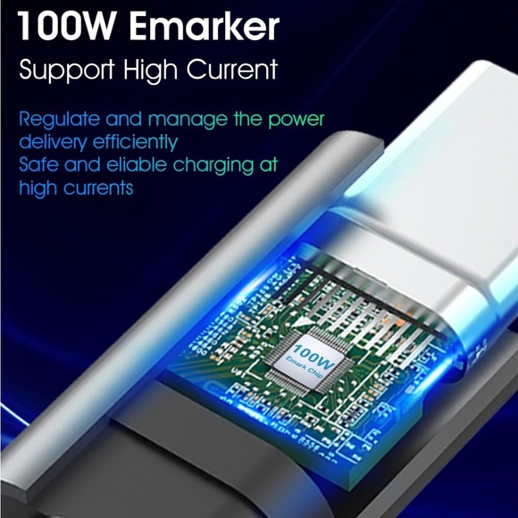 USB C to USB C Cable,100W 5A Super Fast Charger cable (2 pack) - Picture 3 of 6
